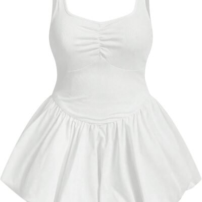 Women's Plus Size Sleeveless Bubble Dress Ruched Rib Knitted A Line Mini Dresses