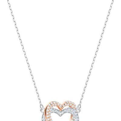 Infinity Heart Jewelry Collection, Necklaces and Bracelets, Rose Gold & Rhodium Tone Finish, Clear Crystals