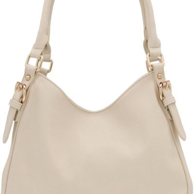 Lightweight 3 Compartment Faux Leather Medium Hobo Bag