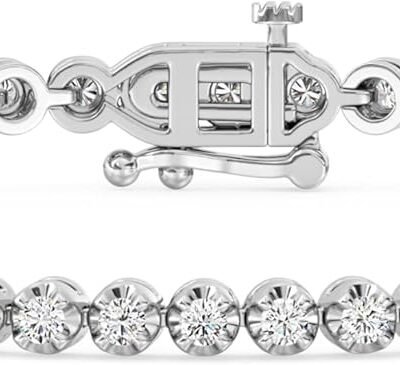 GILDED 1/2 CTtw Natural Diamond Bracelets for Women | Sterling Silver Miracle plates Bracelet | Fine Jewelry for Her | Timeless Design | Gift Box Included