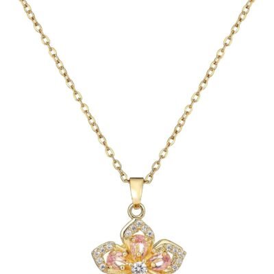 Necklace for Women Gold Flower Fidget Necklace Rotatable Crystal Silver Blossom Pendant Necklaces Adjustable Spinning Fidget Necklaces Redbud Flower Choker Funny Gift Jewelry