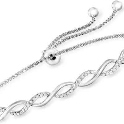 0.25 ct. t.w. Diamond Twisted Bolo Bracelet in Sterling Silver