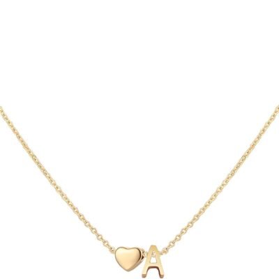 Initial Heart Necklace 18K Gold Plated Stainless Steel Tiny Heart Letter Necklace Personalized Monogram Name Necklace for Women