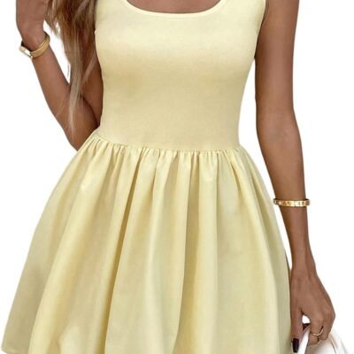 Women's Bubble Dress Scoop Neck Sleeveless A Line Summer Short Dresses