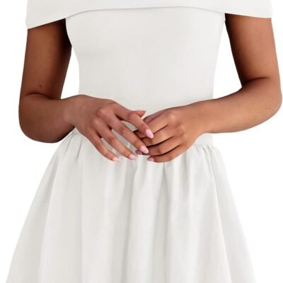 Women Summer Sexy Off Shoulder Bubble Dress 2026 Knit and Woven Cocktail Party Mini Dresses with Pockets
