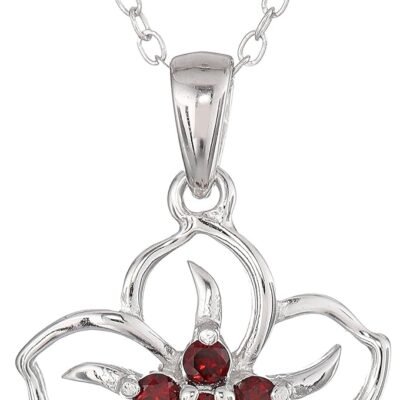 Genuine or Created Gemstone Birthstone Flower Pendant Necklace with Chain in Sterling Silver, 18"
